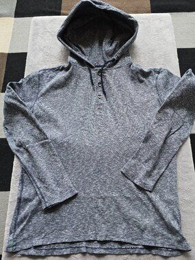 DKNY Jeans 1/4 button up hoodie blue/grey medium